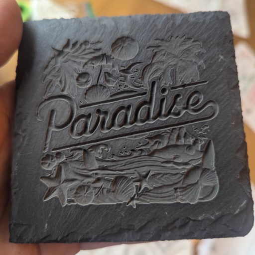 What are some creative applications for laser engraved stone products?