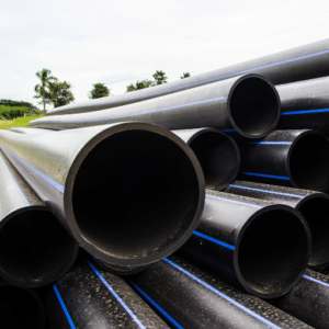 What sizes and fittings are available for HDPE pipes